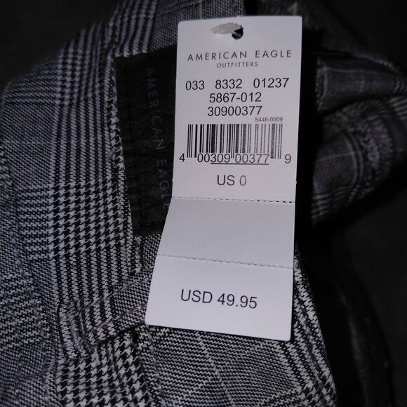 American Eagle Outfitters Plaid Mini Skirt Womens 0 Gray Super Stretch Pockets - Picture 5 of 8